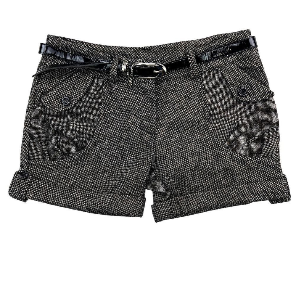Pre-Loved Women Wool Shorts Gray Brown Fashion Belted Bottom 1Adeinital US S